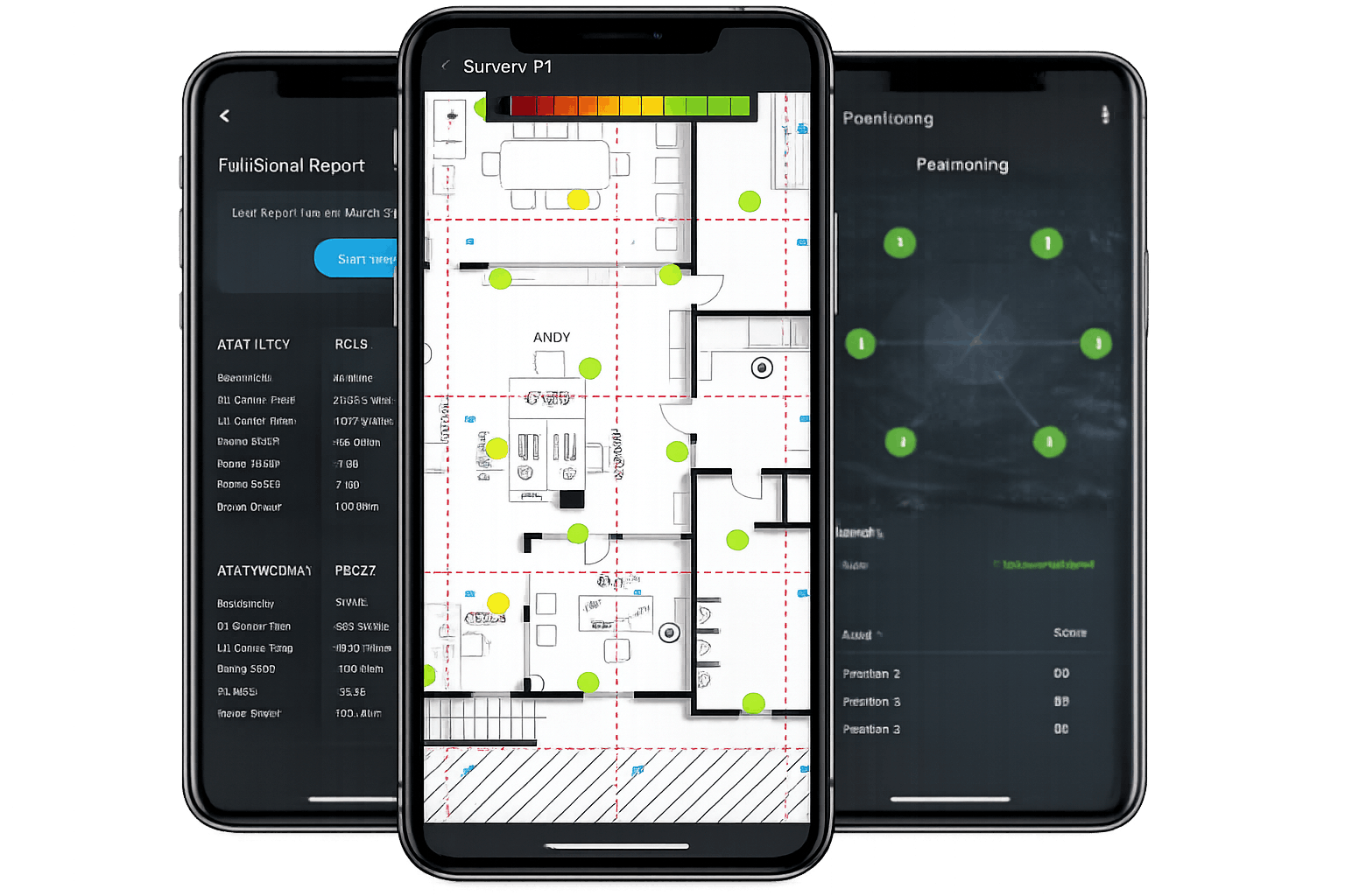 Three phones show Antonio Khalil's smart home apps: labeled floor plan, device report, and Upgrades & Expansion